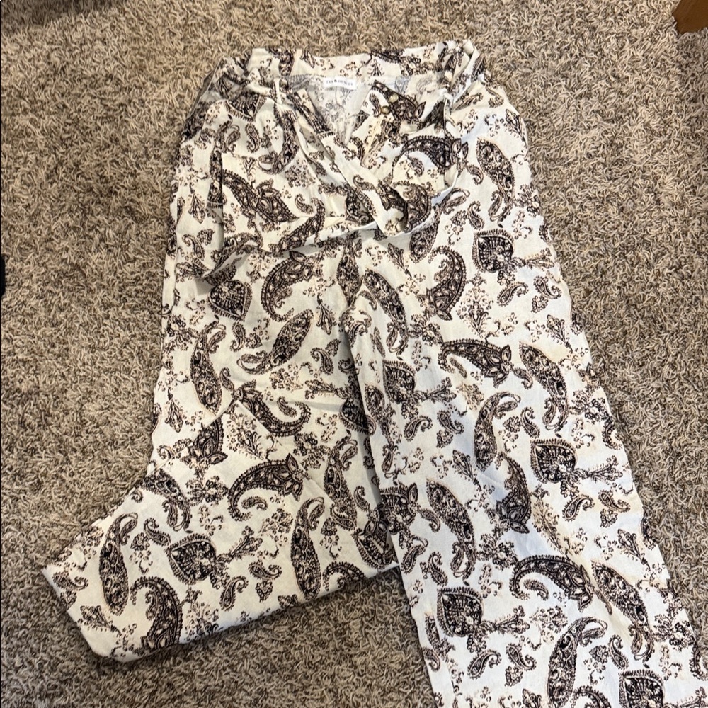 Paisley Print Wide-Leg Pants